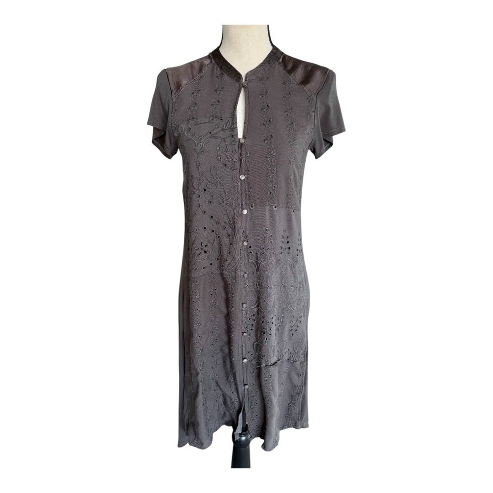 Tiny Anthropologie Womens Stone Harbor Shirt Dress Gray Button-Up XS